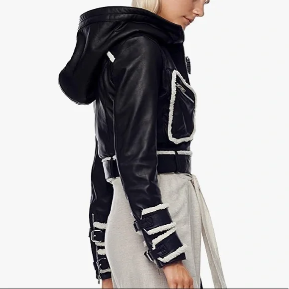 NWT Jonny Cota Leather snd Sherpa 5⭐️Fave Hoodie Moto - Picture 5 of 11